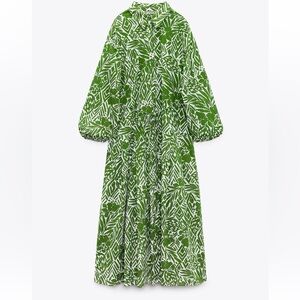 Zara Green and White Maxi Dress